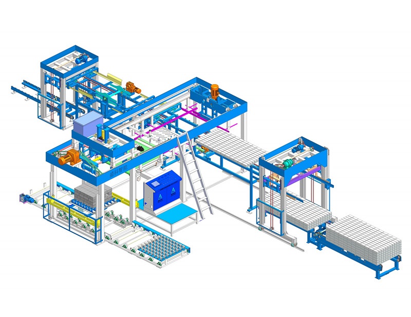 Mesin susun bata/blok servo penuh dengan mesin pembungkusan